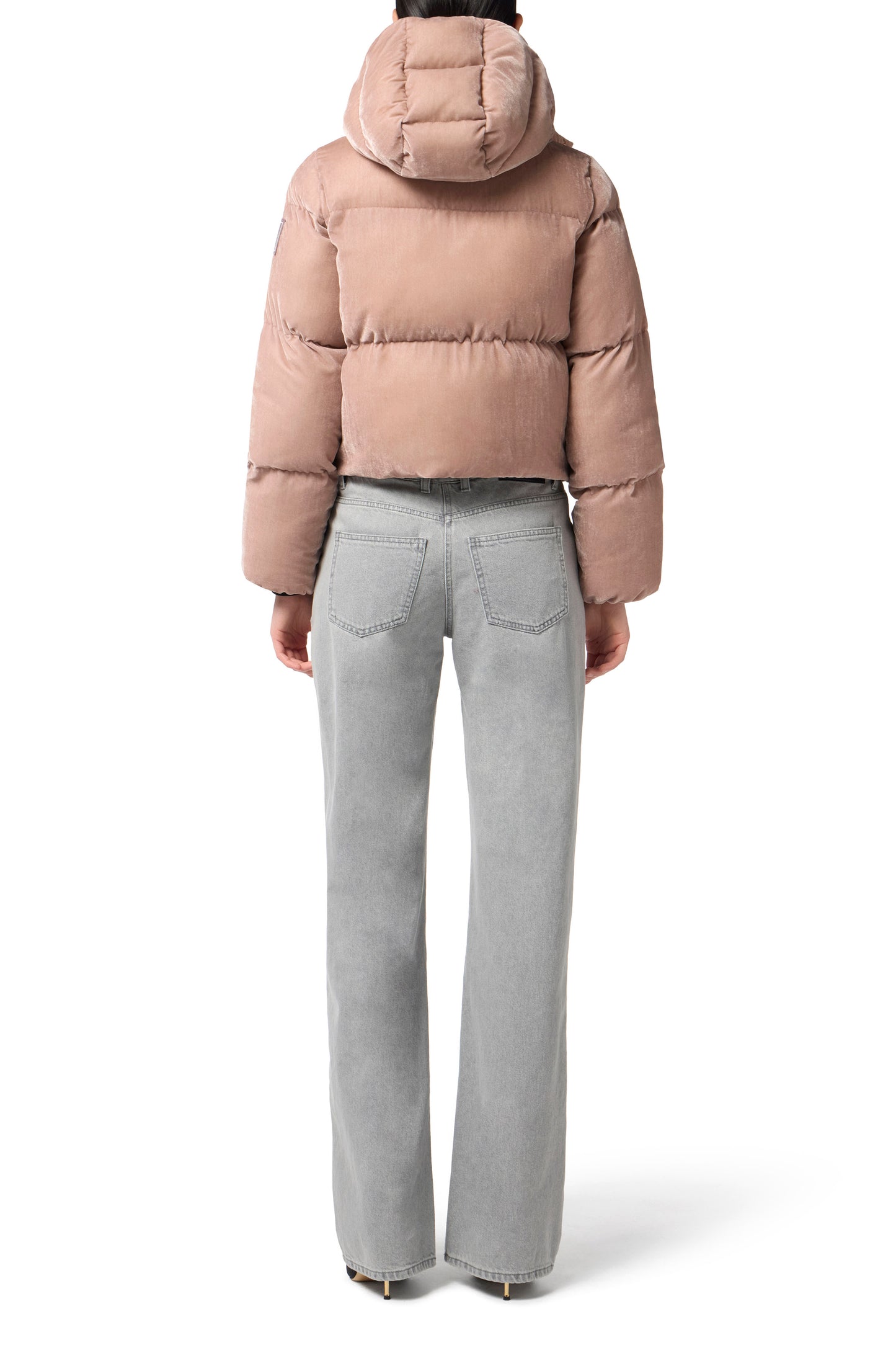 Velvet down jacket with hood