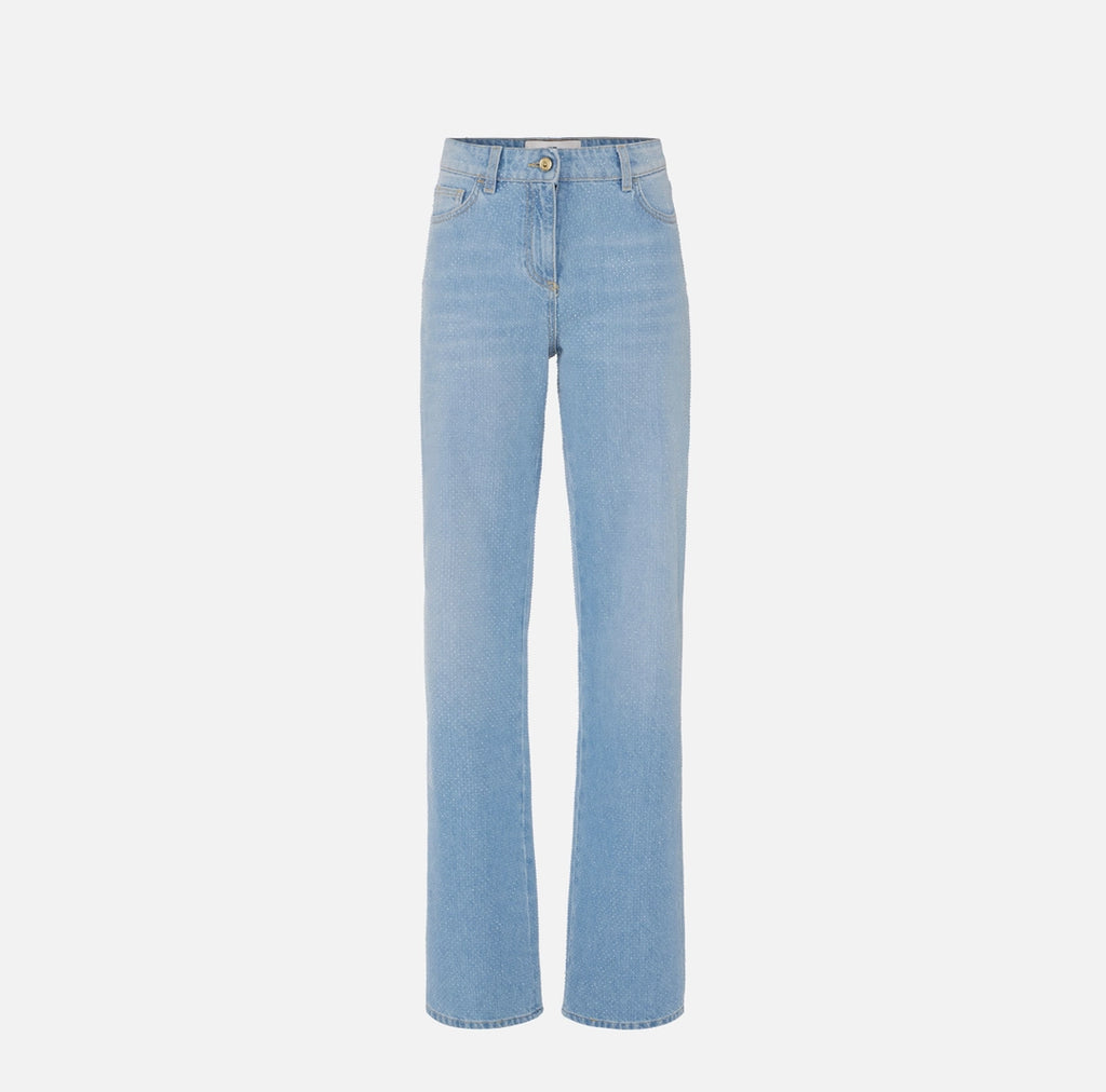 Denim jeans with rhinestones
