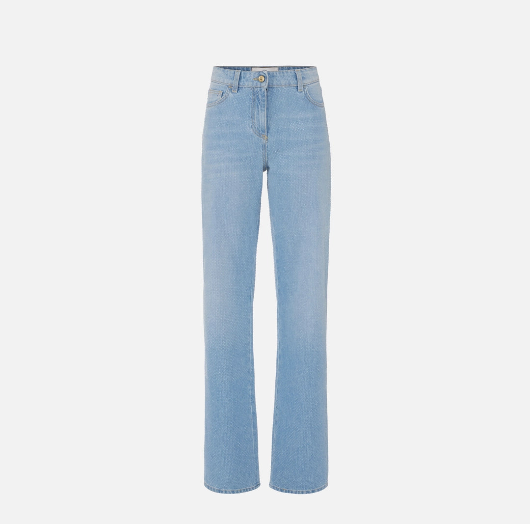 Denim jeans with rhinestones