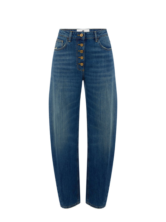 Balloon jeans with jewel buttons