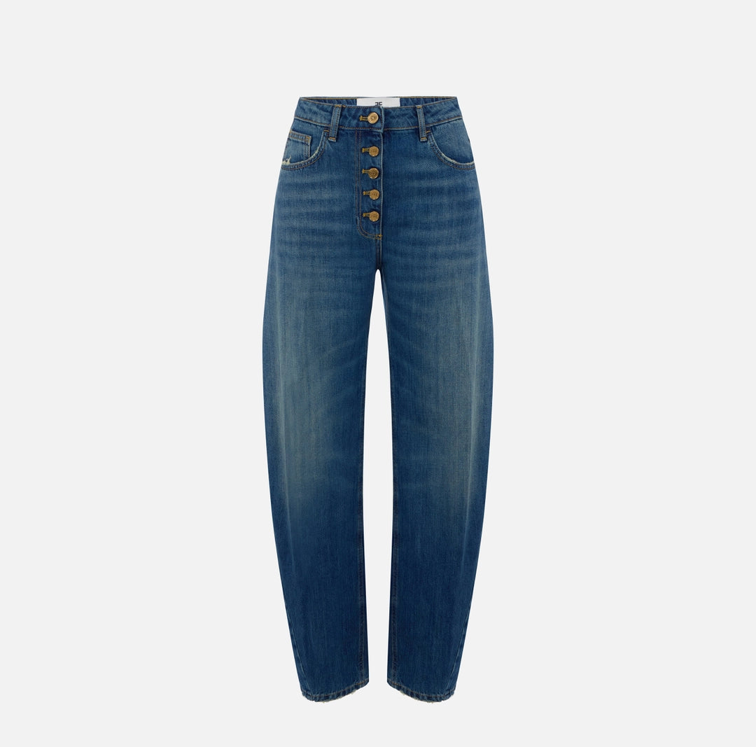 Balloon jeans with jewel buttons