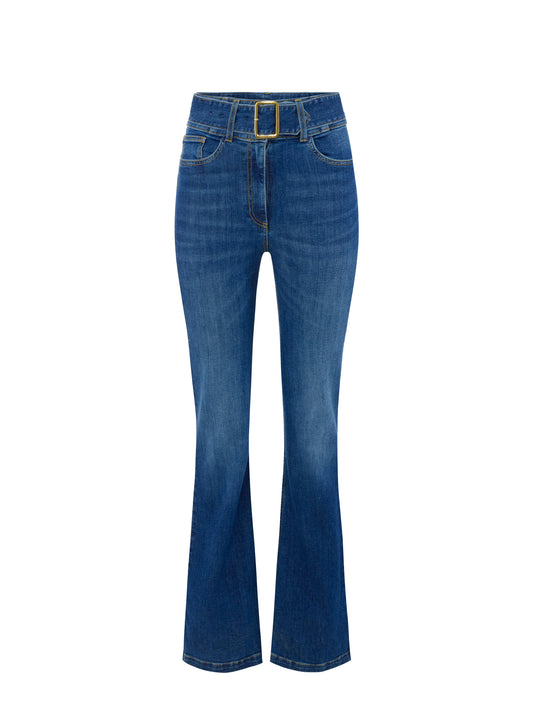 Boot-cut jeans with belt