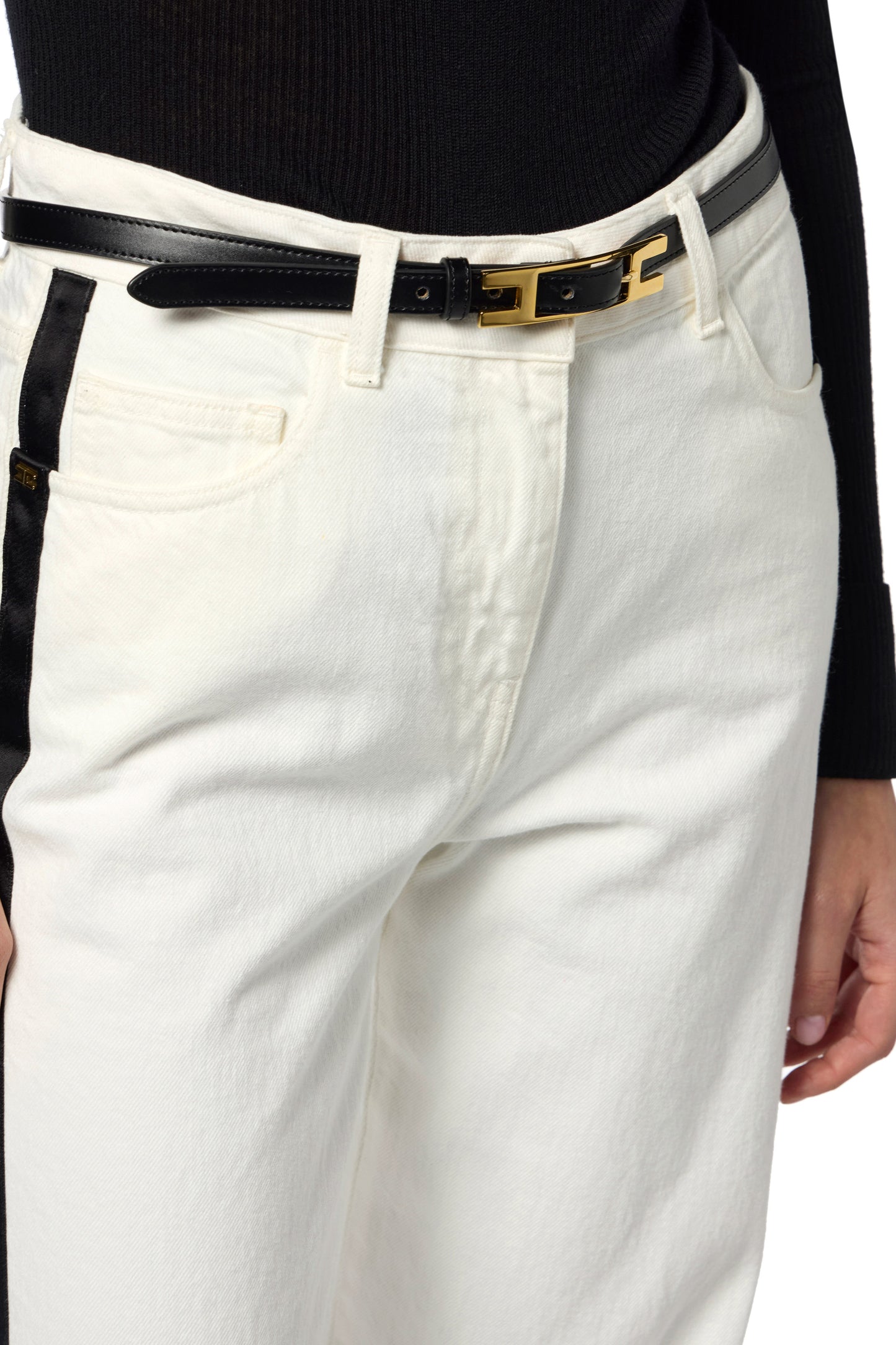 Jeans with satin bands