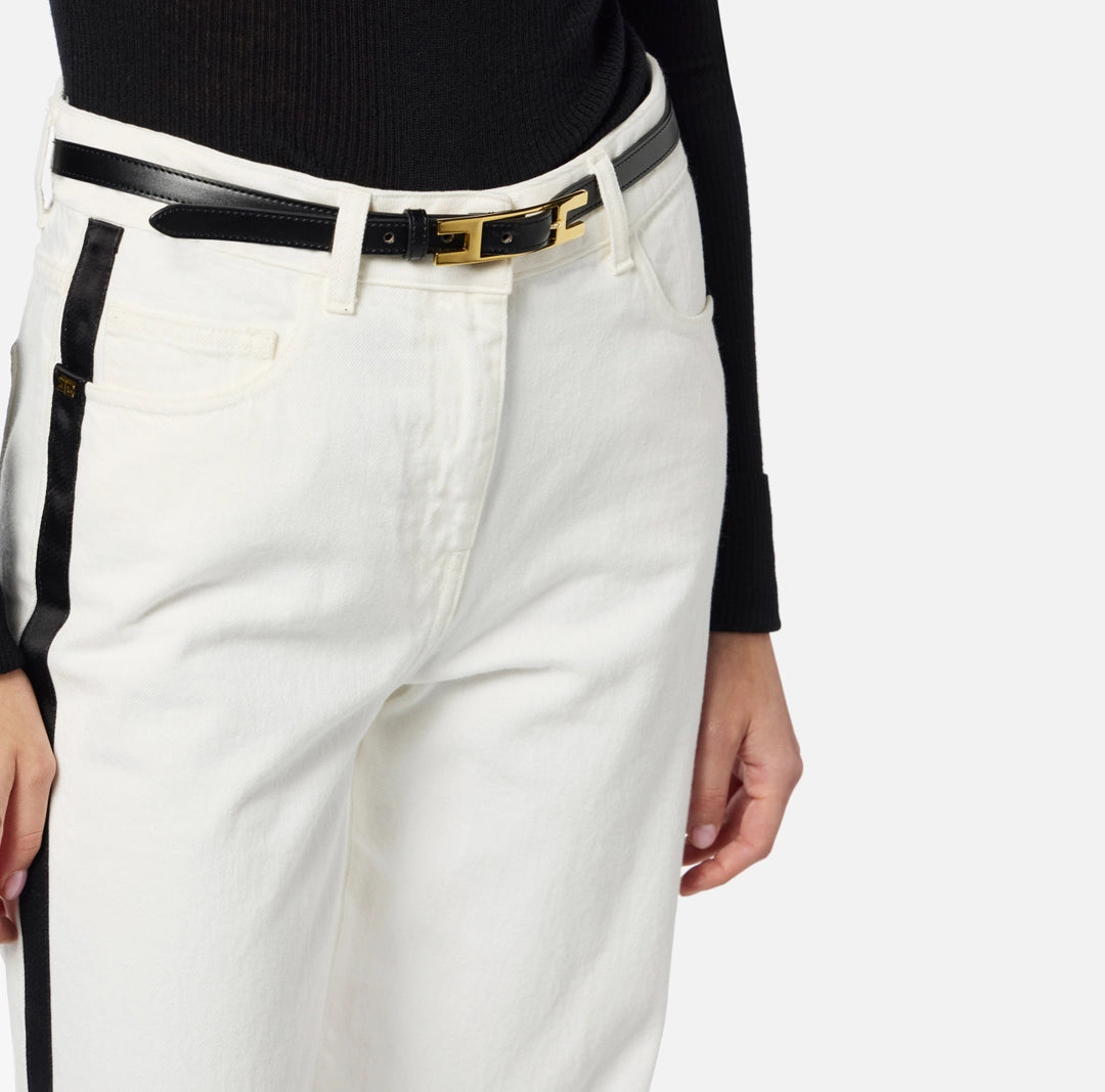 Jeans with satin bands