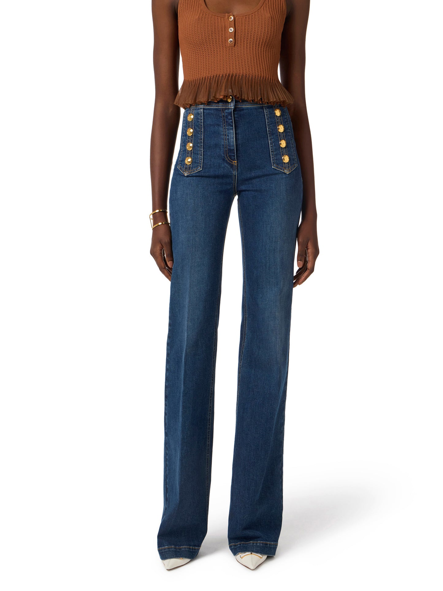 Palazzo jeans with buttons