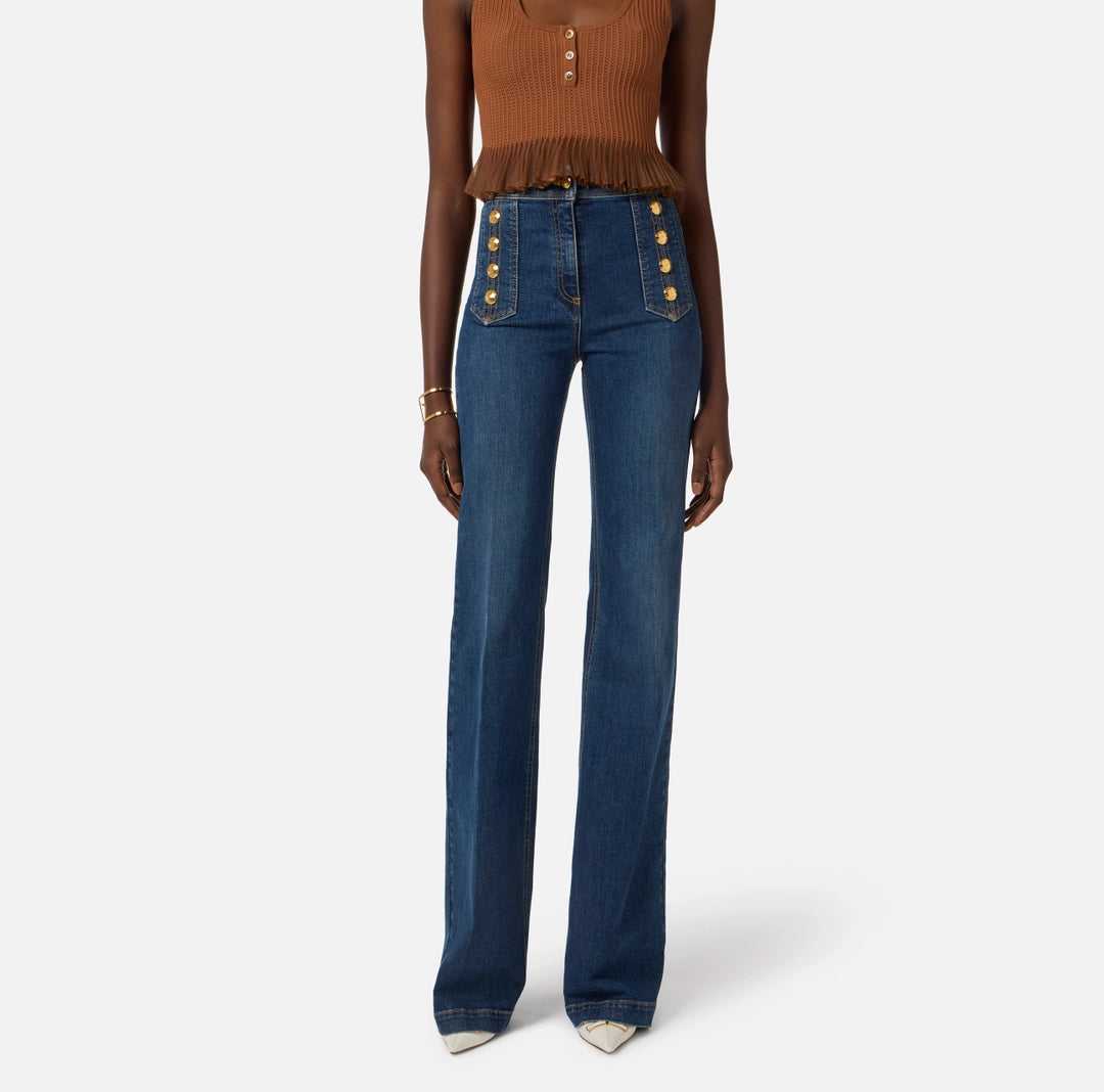 Palazzo jeans with buttons