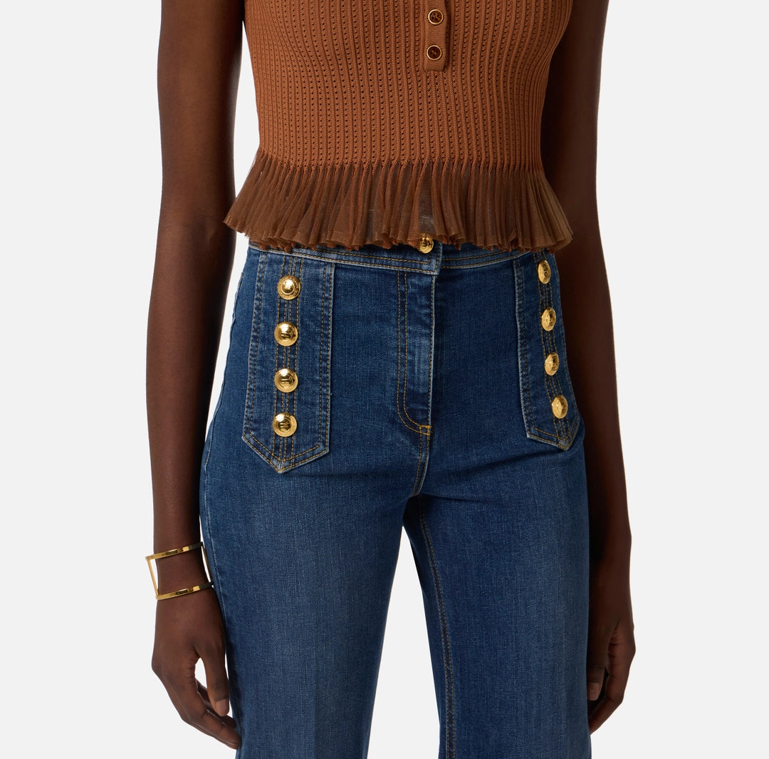 Palazzo jeans with buttons