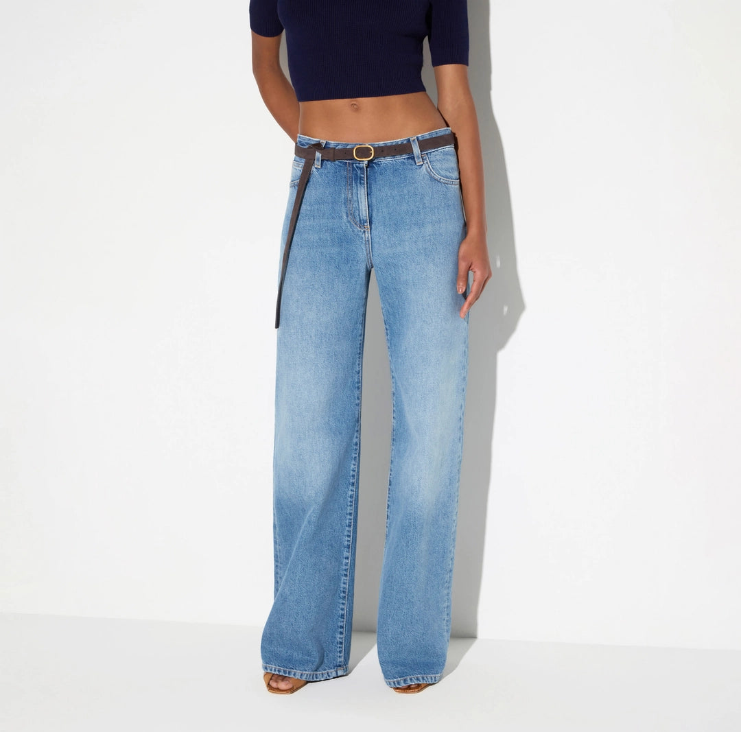 Palazzo jeans with belt