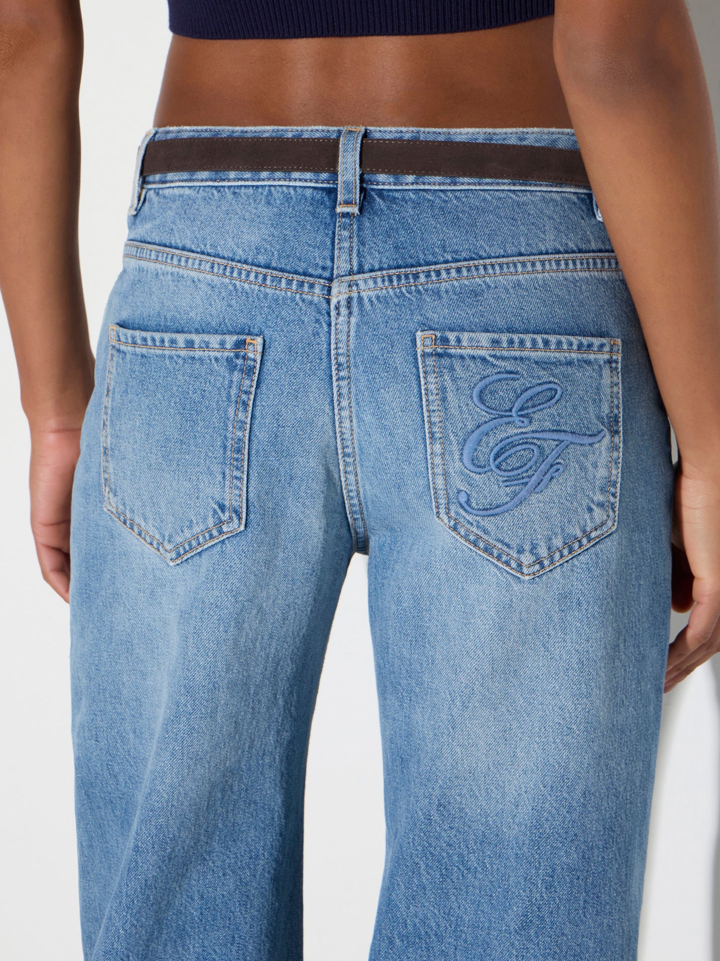 Palazzo jeans with belt