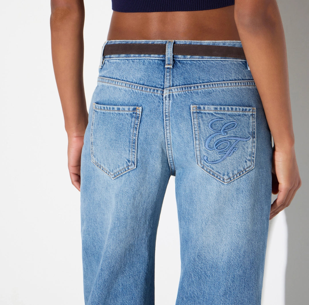 Palazzo jeans with belt