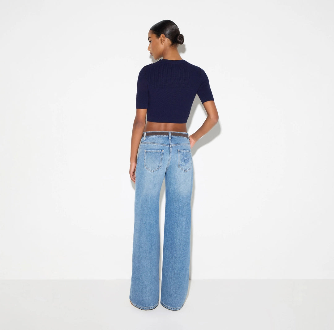Palazzo jeans with belt