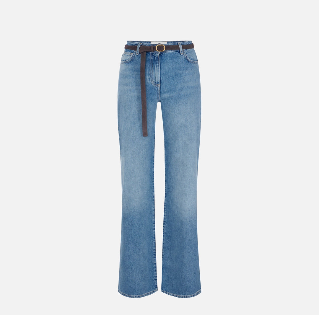 Palazzo jeans with belt