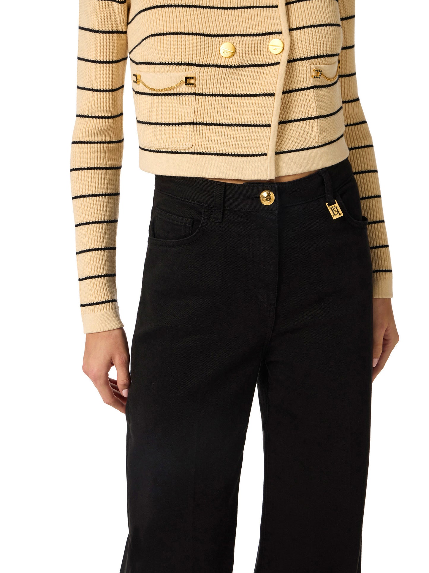 Palazzo jeans with logo detail