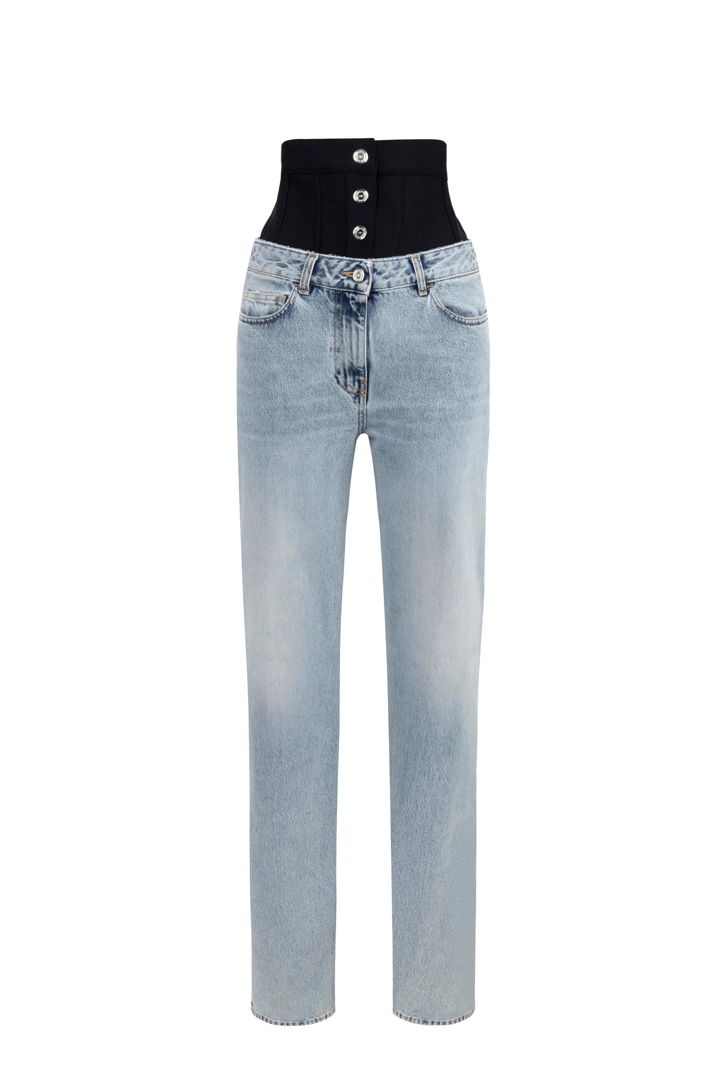 Straight organic cotton jeans with neoprene corset