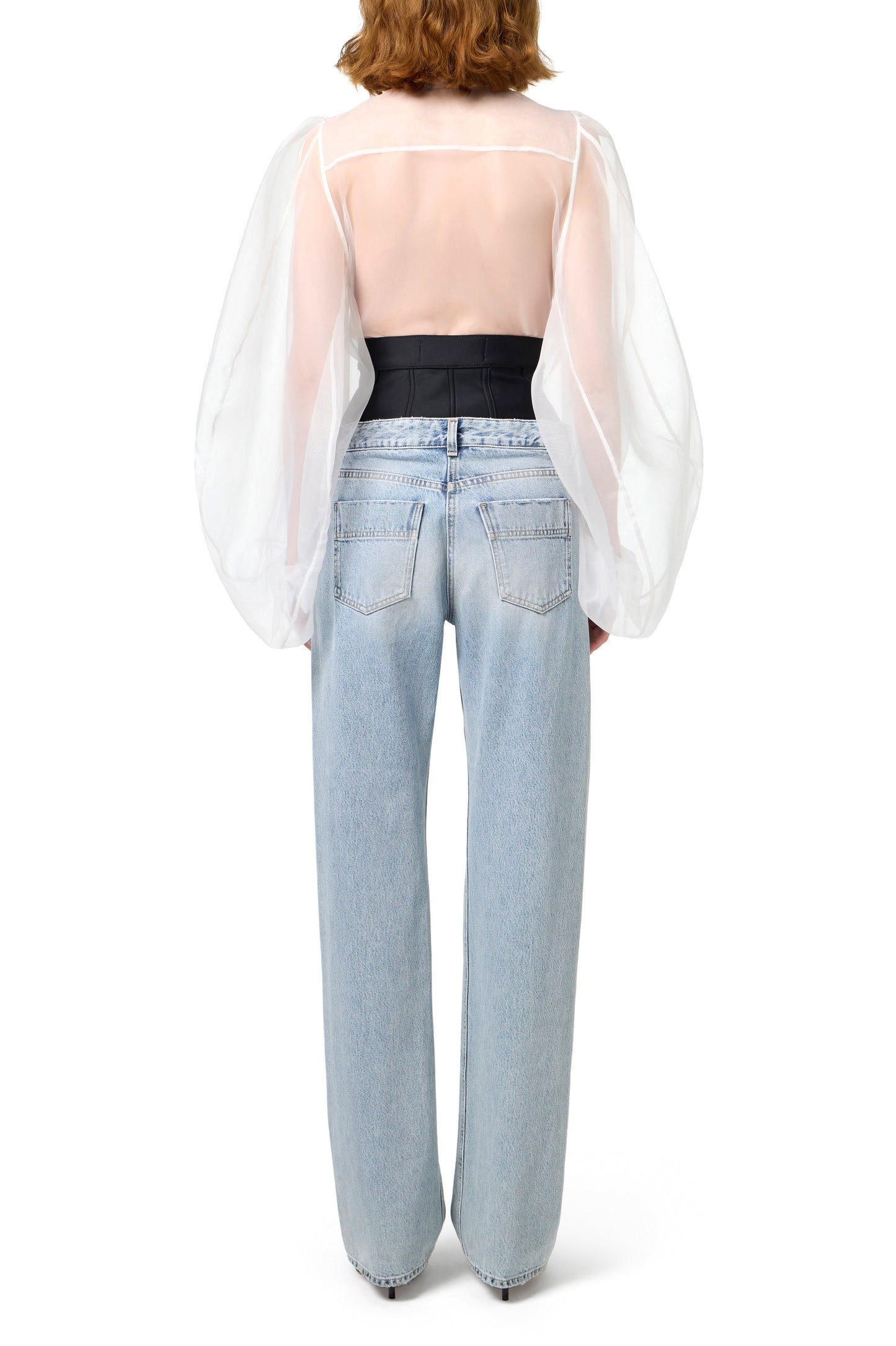 Straight organic cotton jeans with neoprene corset