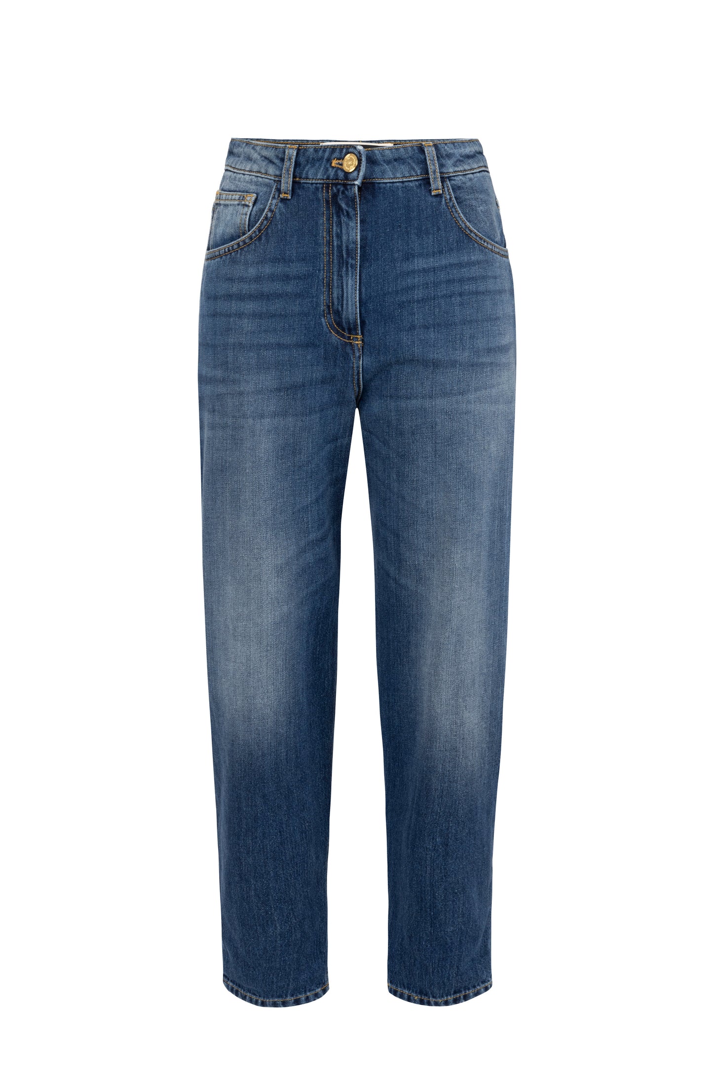 Stretch cotton boyfriend jeans with turn-ups