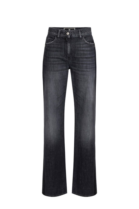 Wide leg organic cotton jeans with satin bands