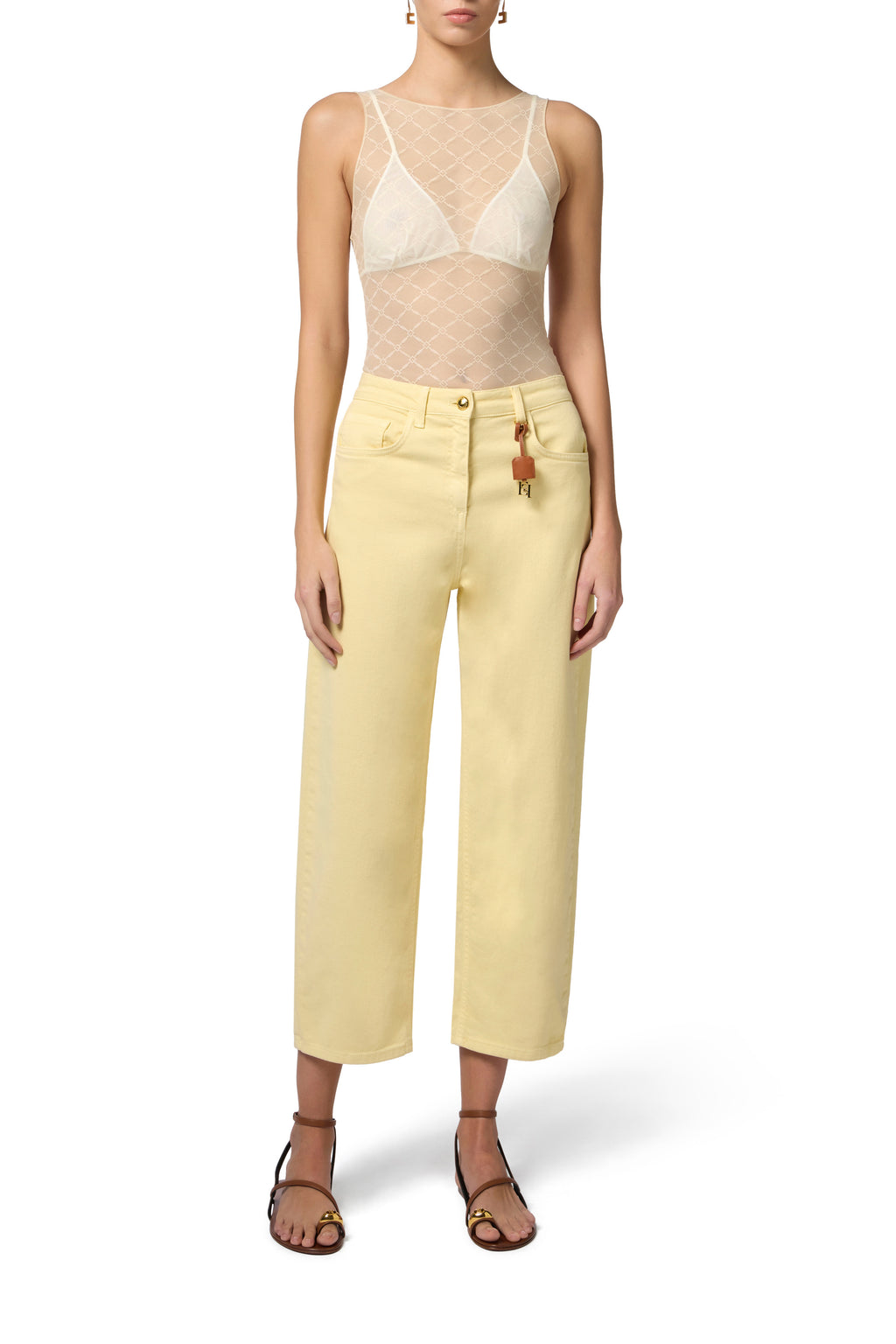Dyed cotton jeans with logoed charm | LAST PIECE: 25