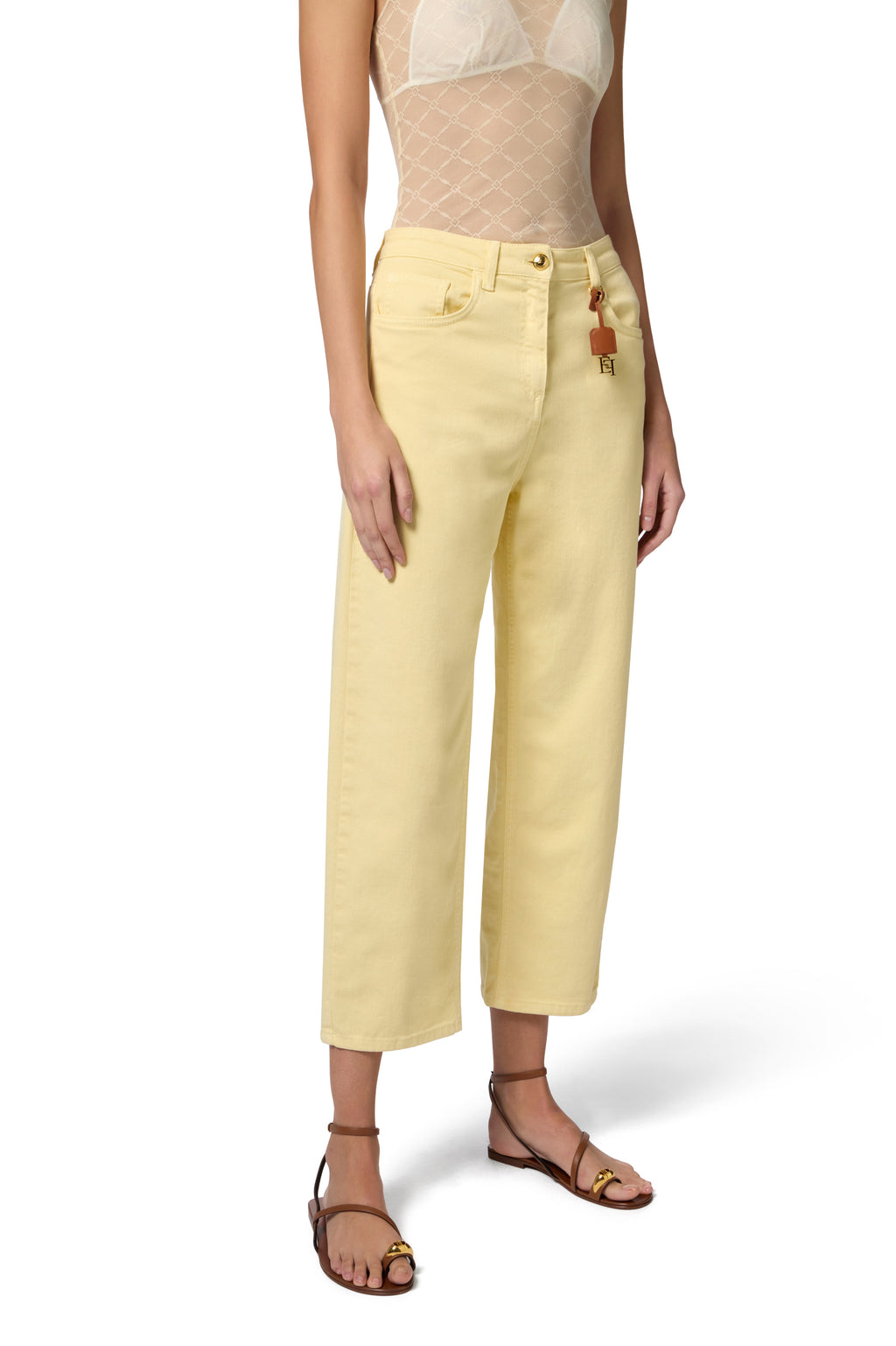 Dyed cotton jeans with logoed charm | LAST PIECE: 25