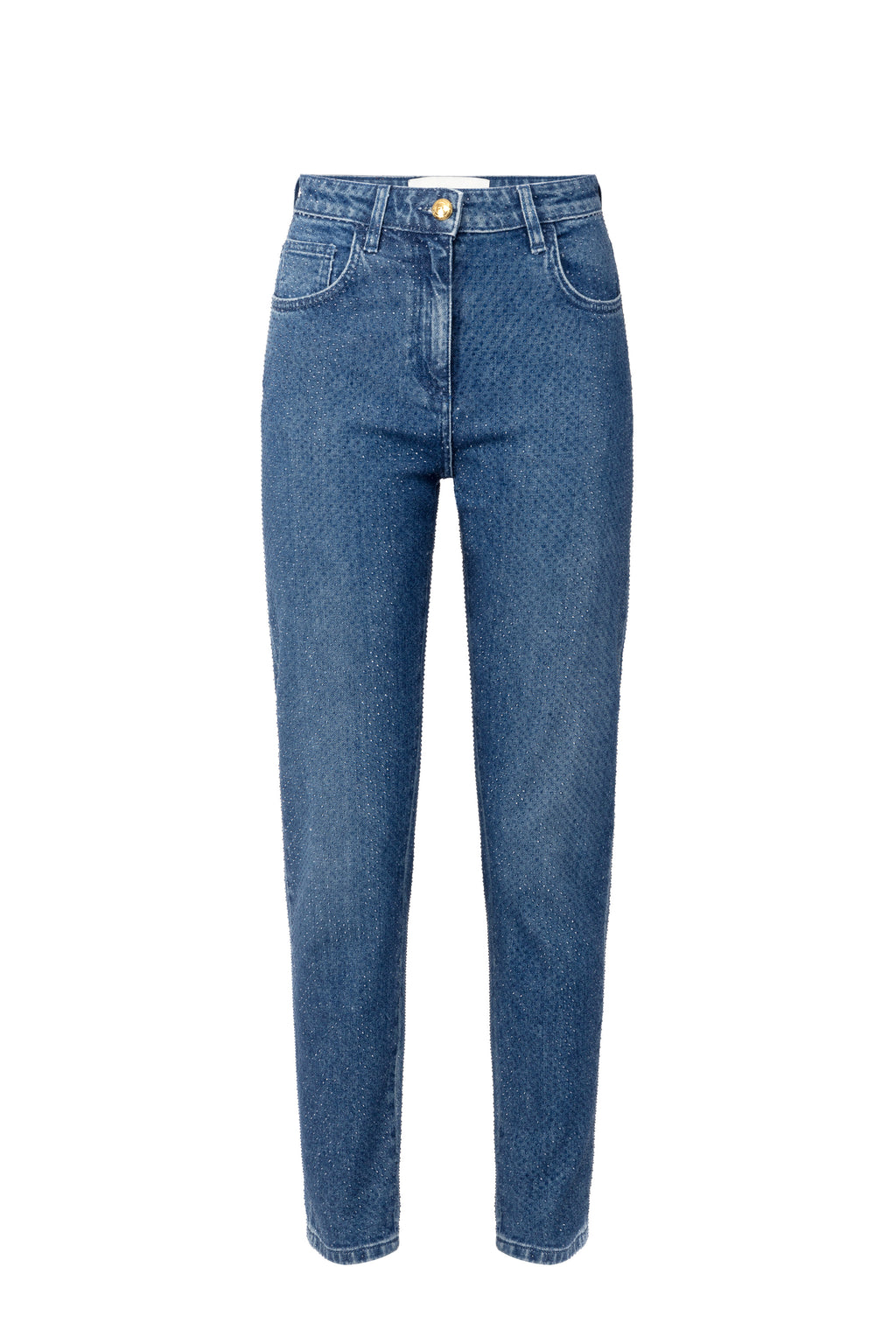 Cotton denim trousers with rhinestones | LAST PIECE: 26/27