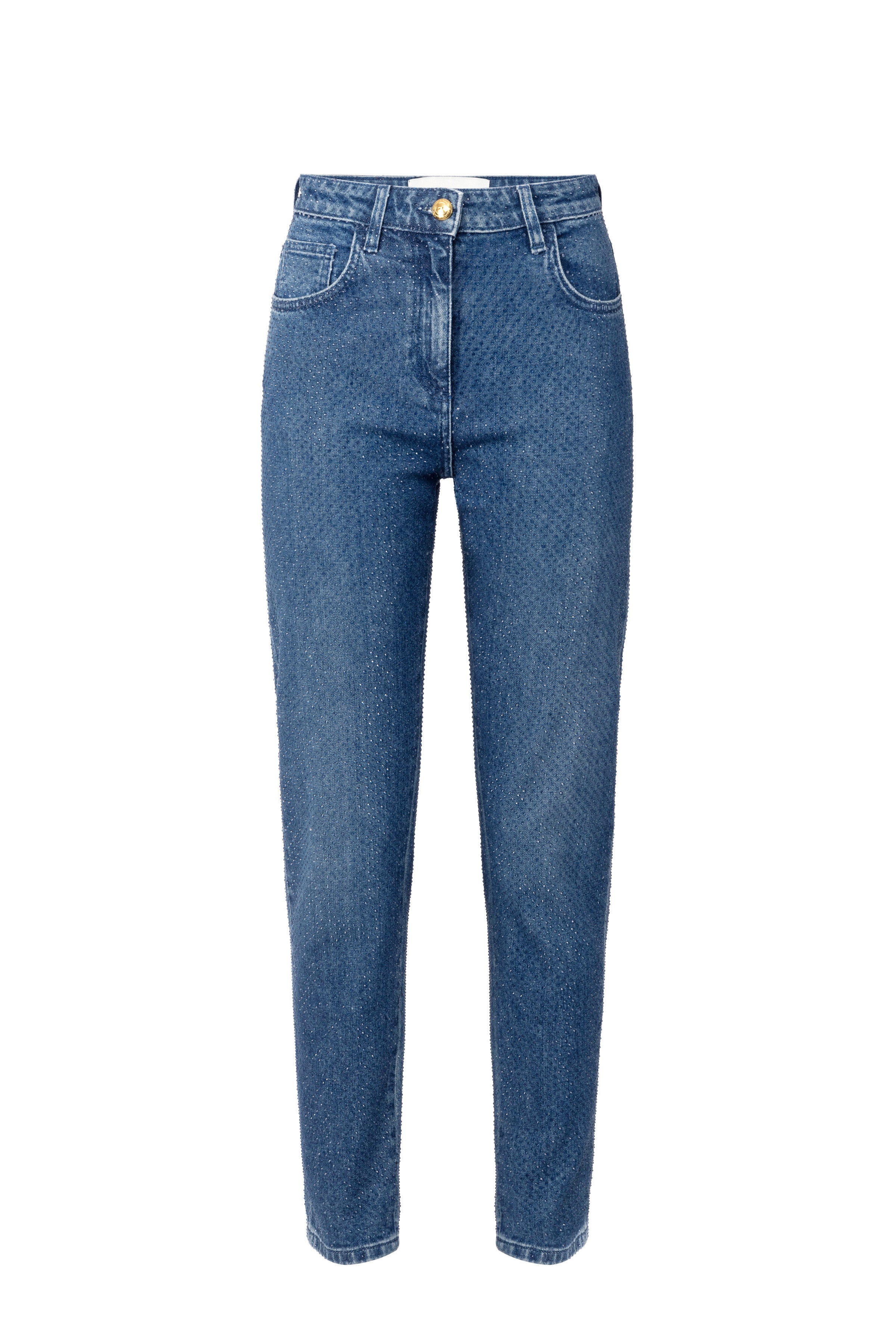 Cotton denim trousers with rhinestones | LAST PIECE: 26/27