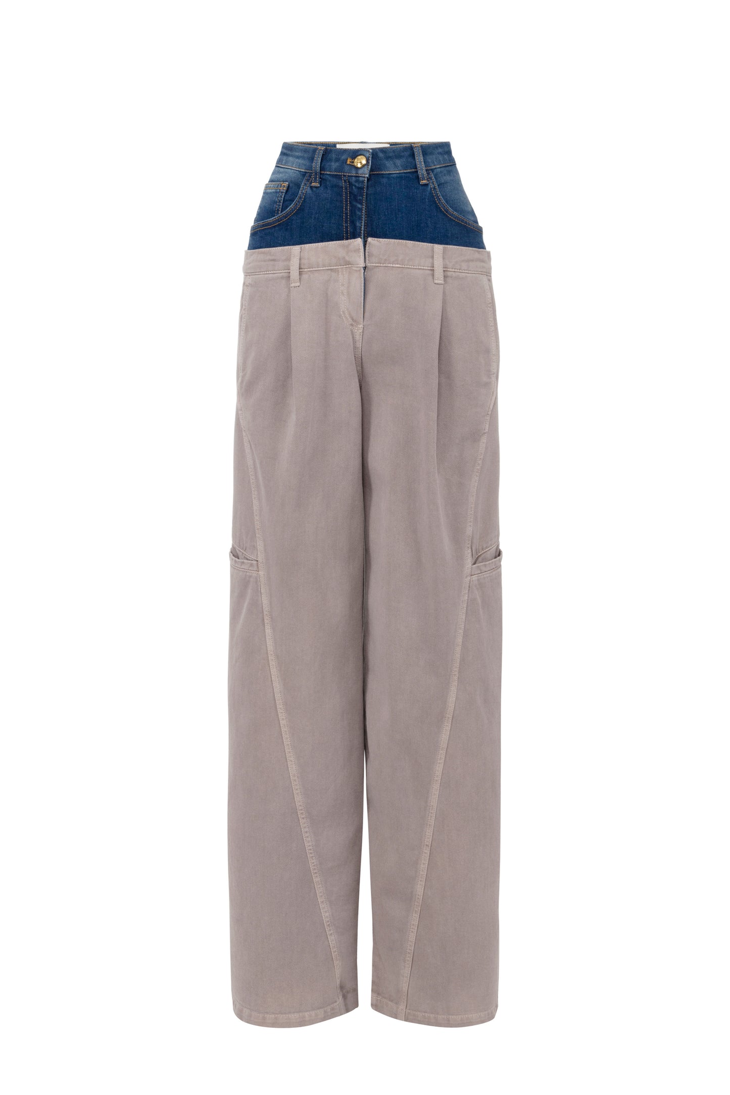 Cotton cargo trousers with denim peplum