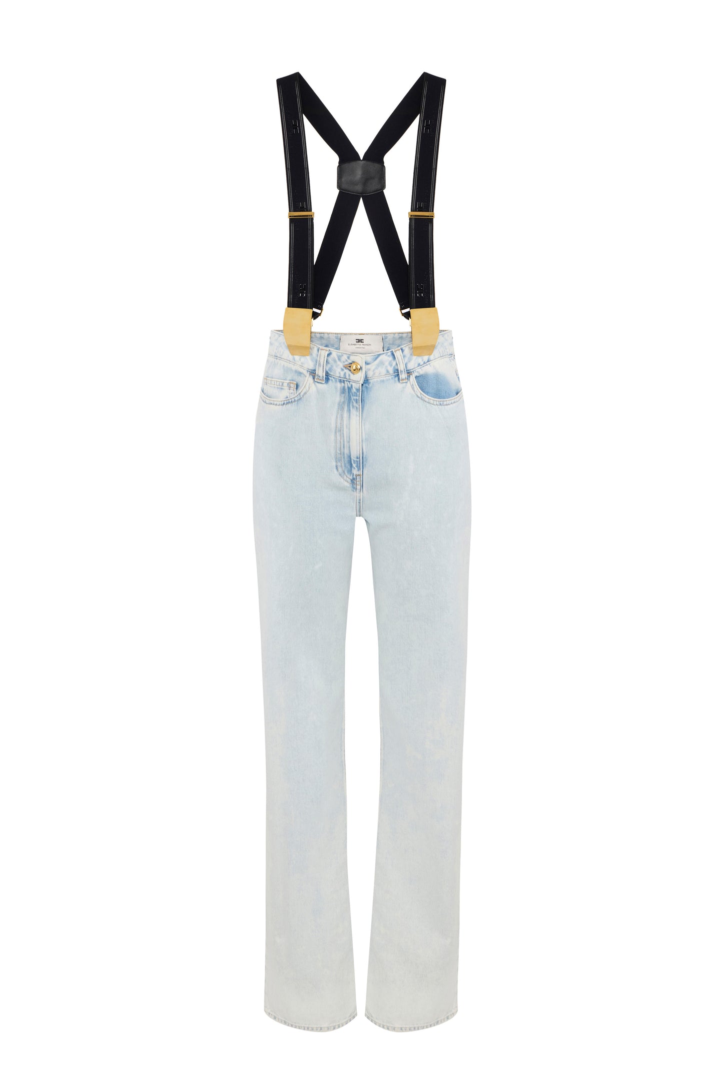 Cotton denim trousers with suspenders