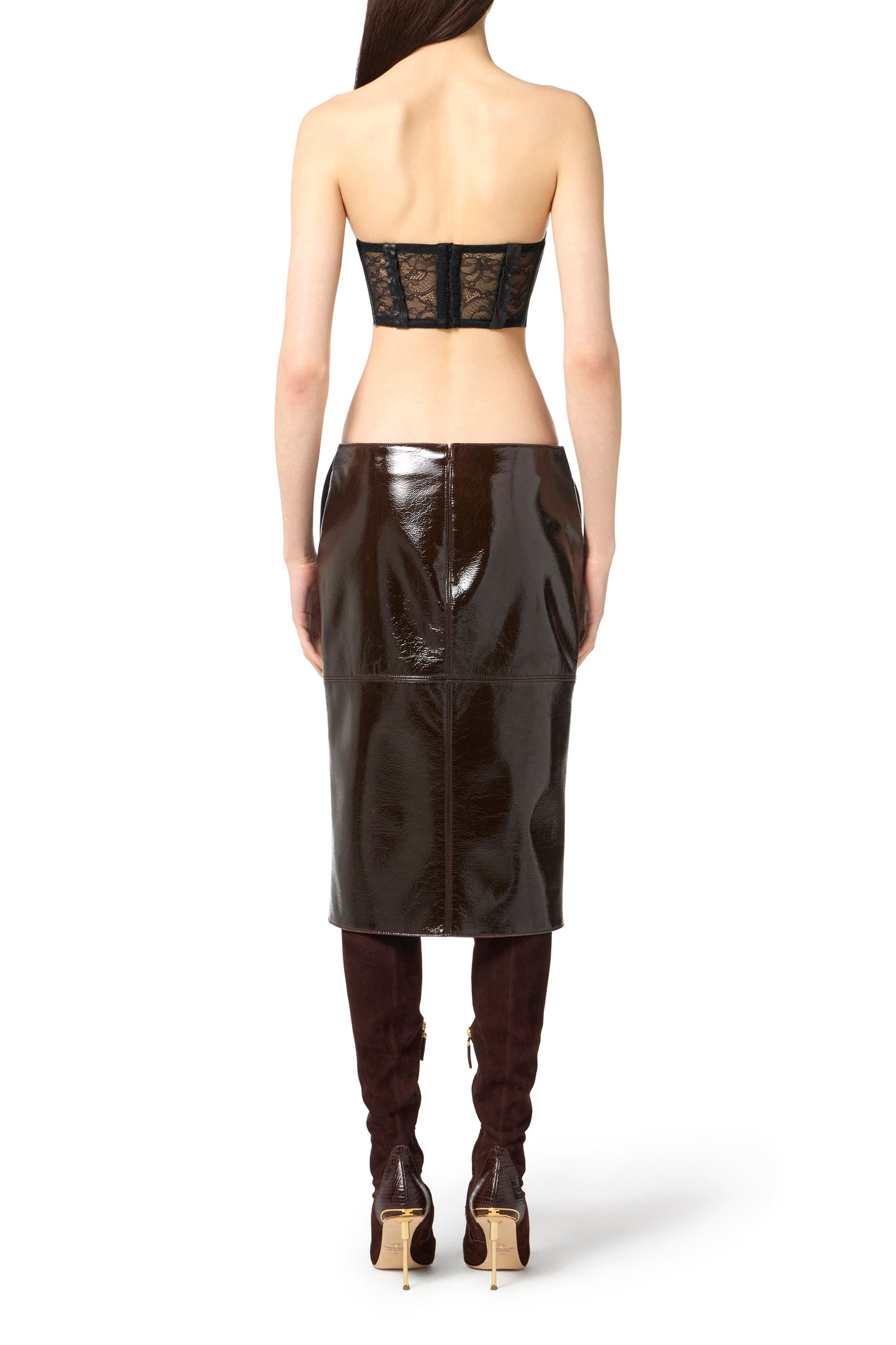 Bustier top in floral lace with jewel logo