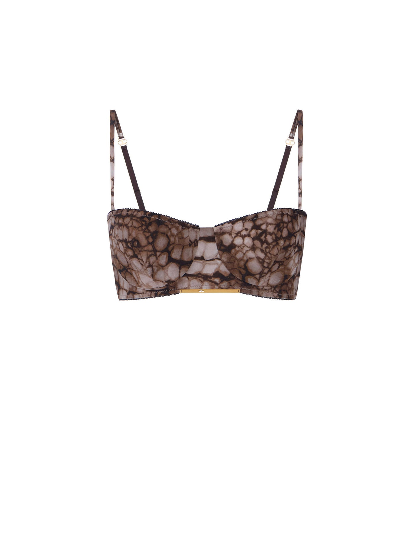 Bra in cady and tulle fabric with alligator print