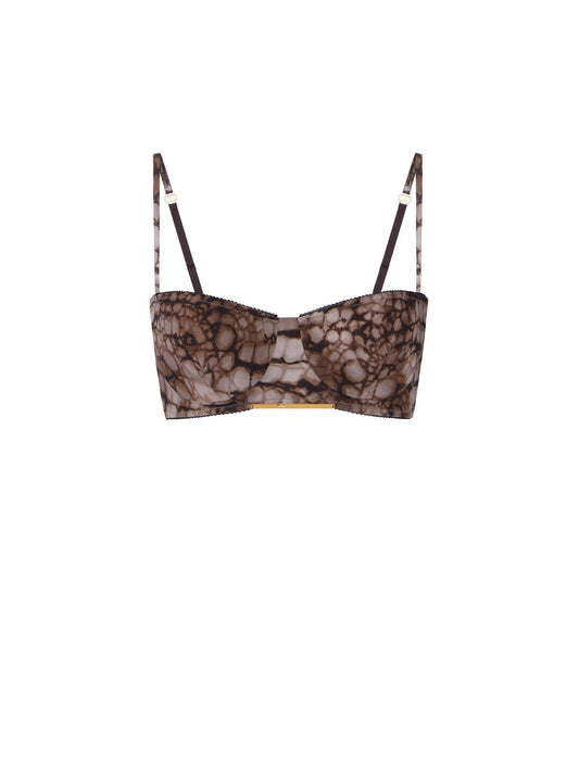 Bra in cady and tulle fabric with alligator print