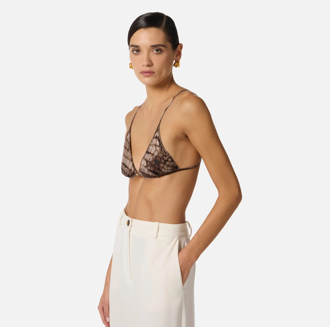 Bra in satin fabric with alligator print