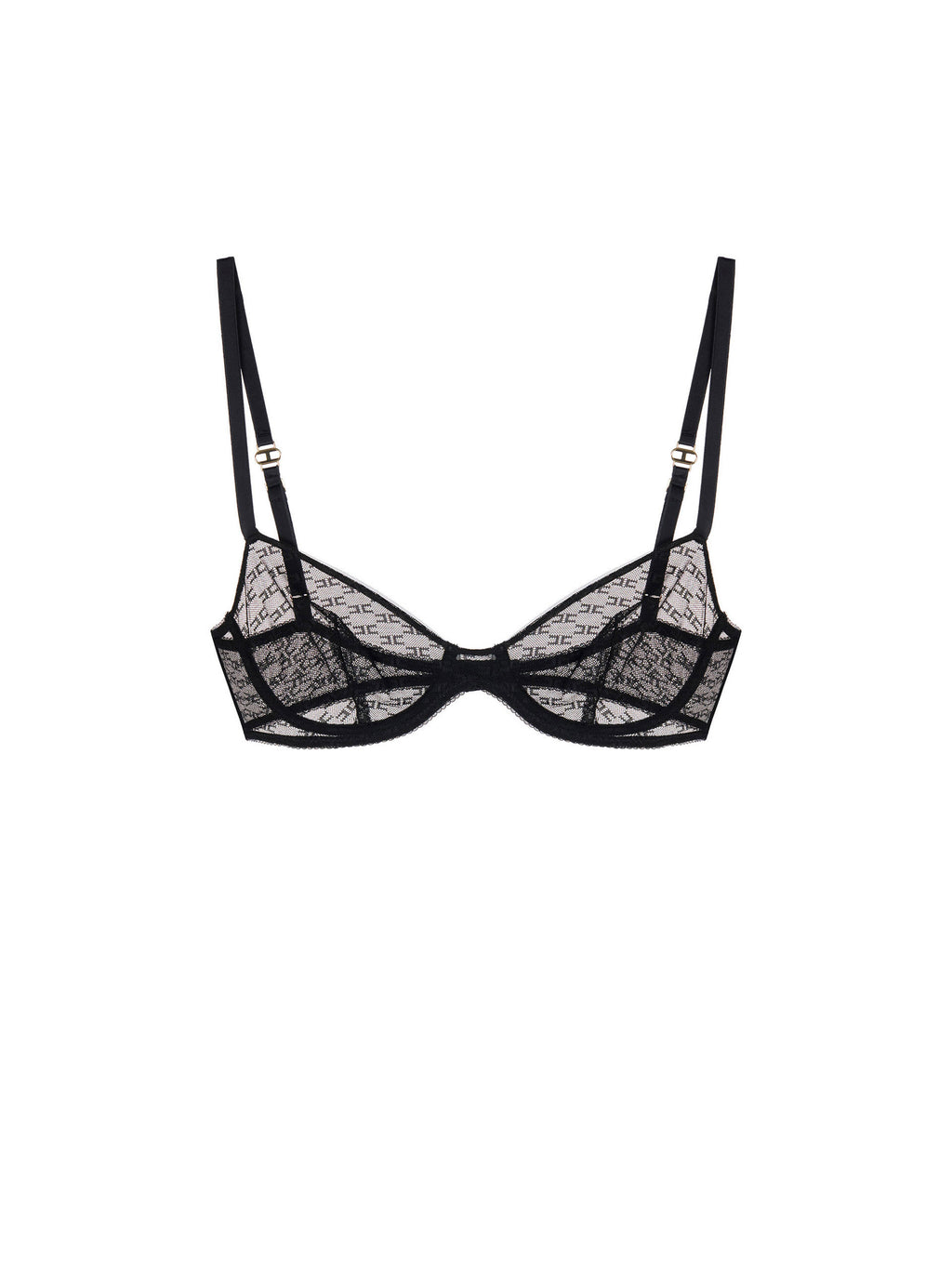 Bra in tulle fabric with monogram pattern
