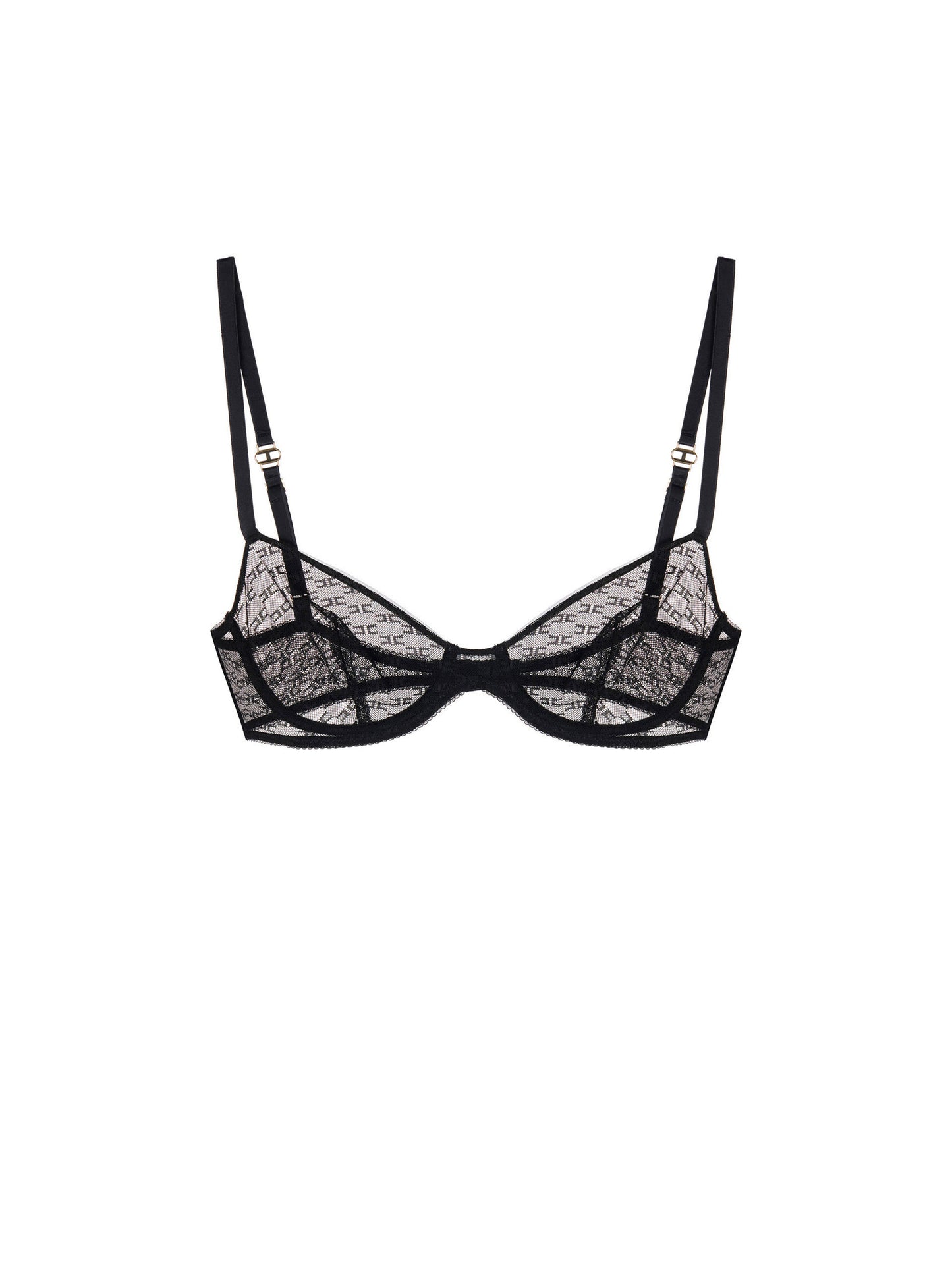 Bra in tulle fabric with monogram pattern