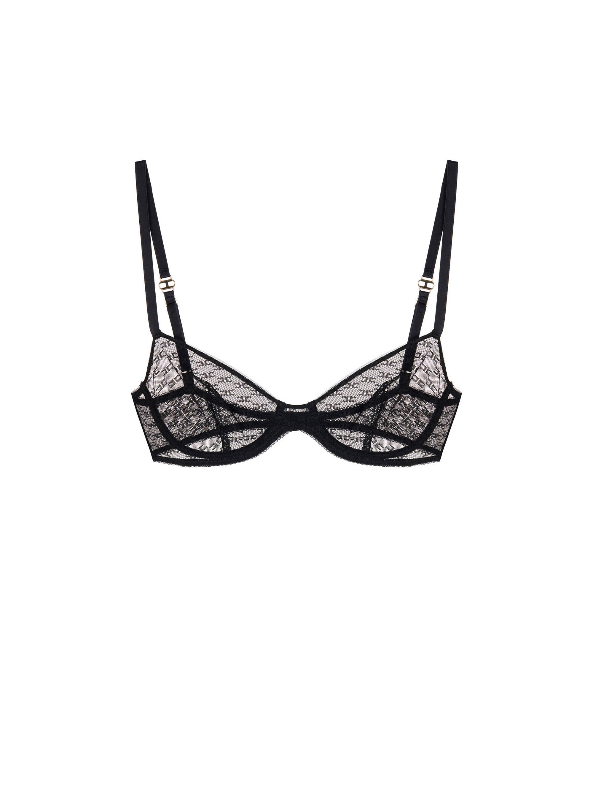 Bra in tulle fabric with monogram pattern