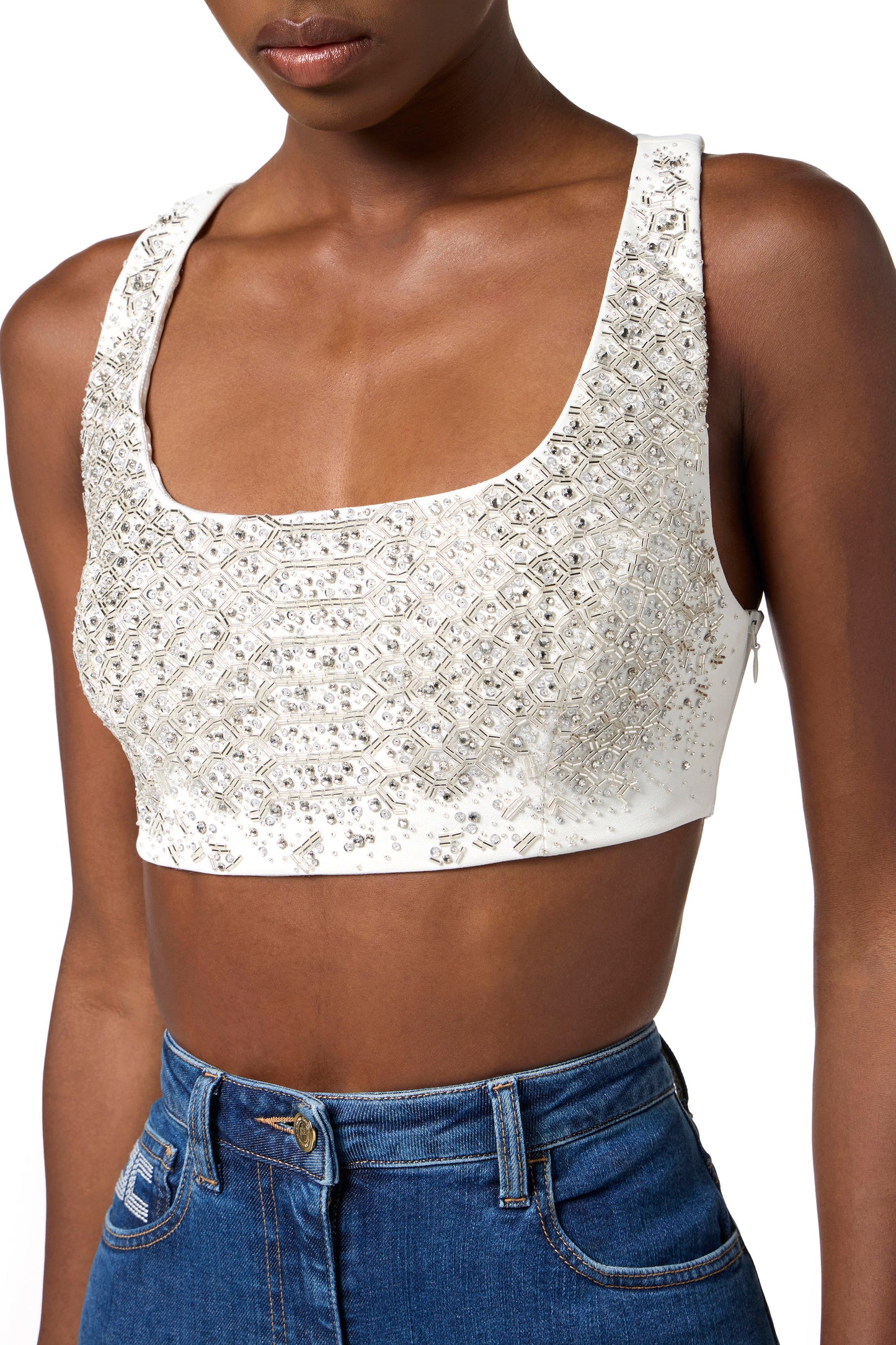 Top in lightweight crêpe fabric with crystals
