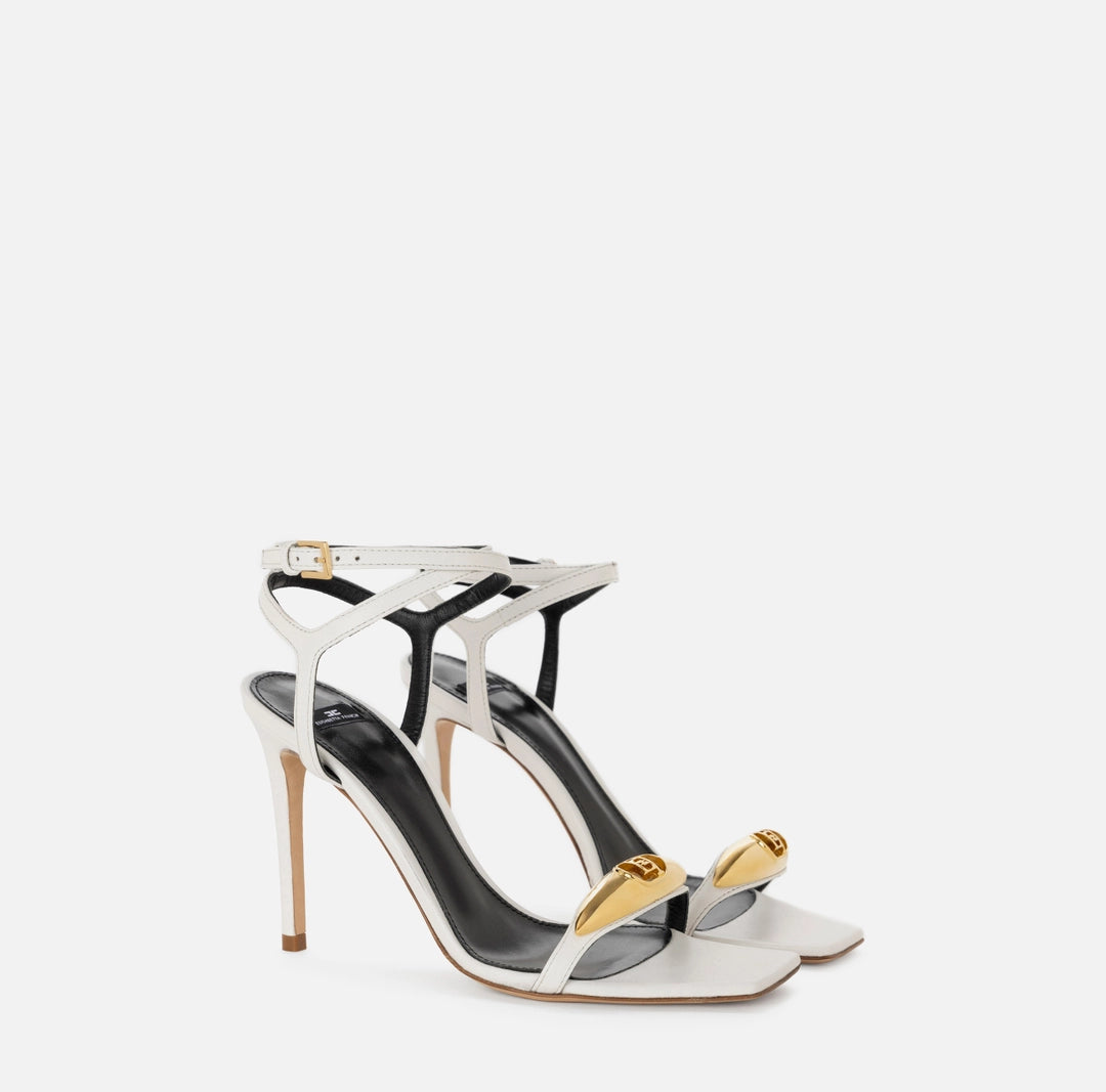 Nappa leather sandal with plaque