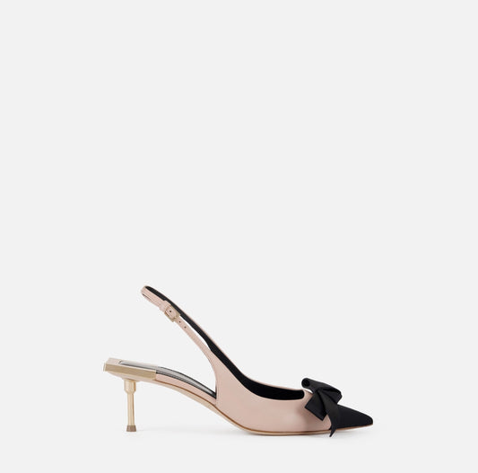 Slingback in nappa leather with satin bow