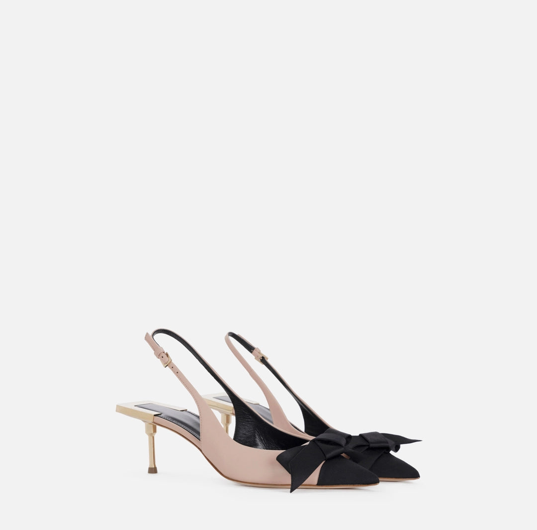 Slingback in nappa leather with satin bow