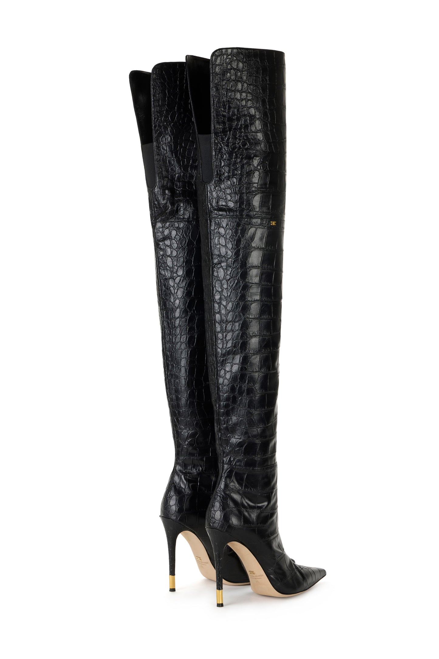 Boots with shiny crocodile print