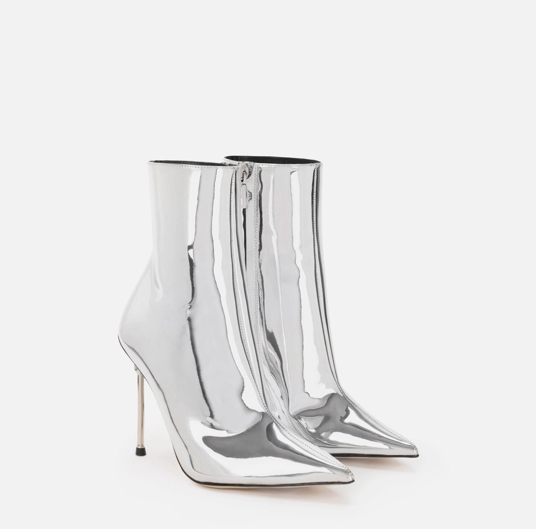 Reflective fabric ankle boots