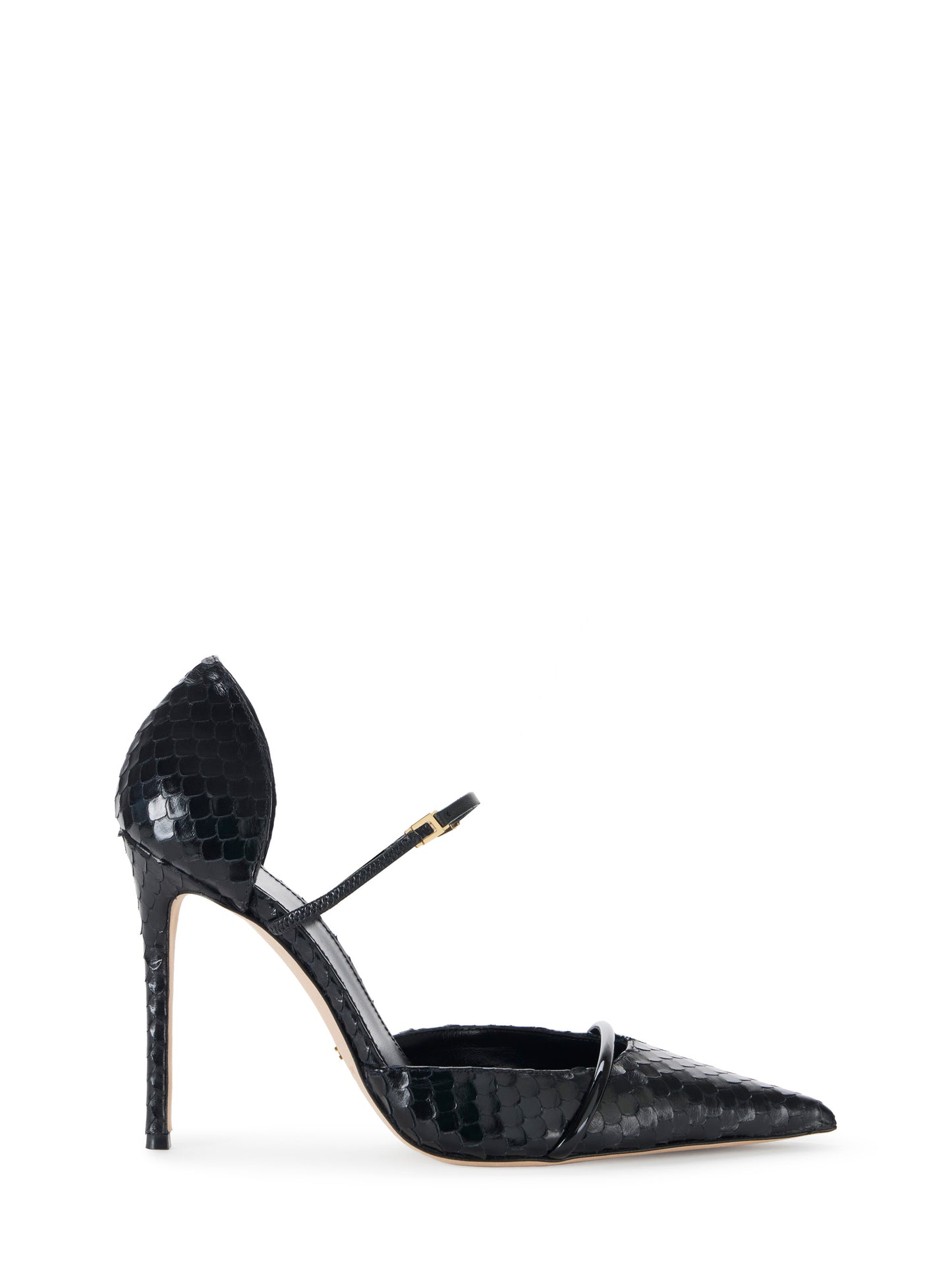 D'Orsay leather pumps with python print
