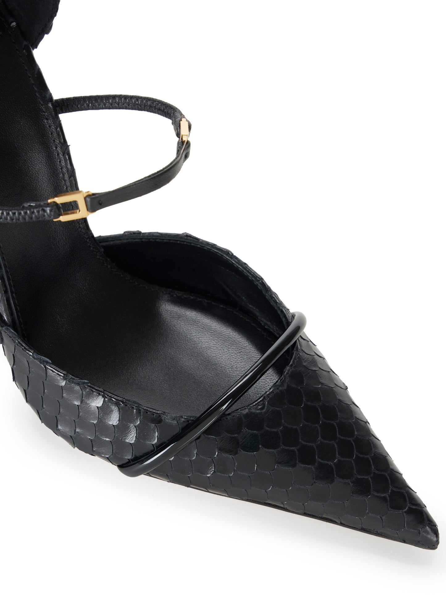 D'Orsay leather pumps with python print