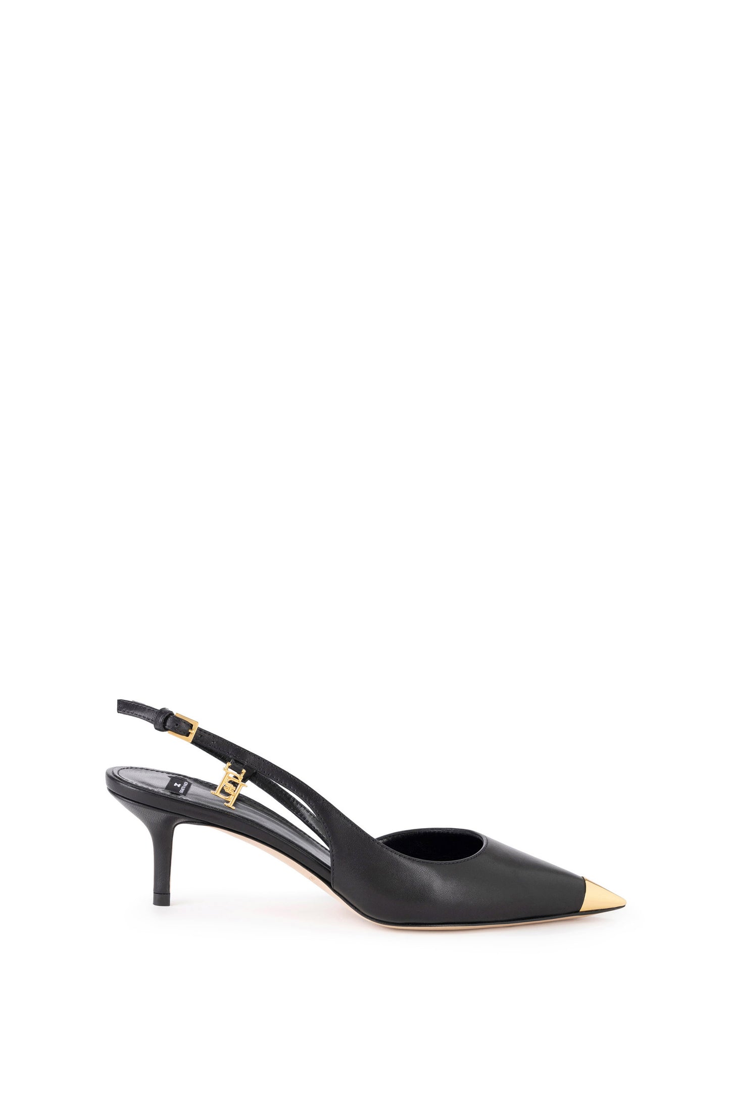 Nappa leather slingback with metal toecap