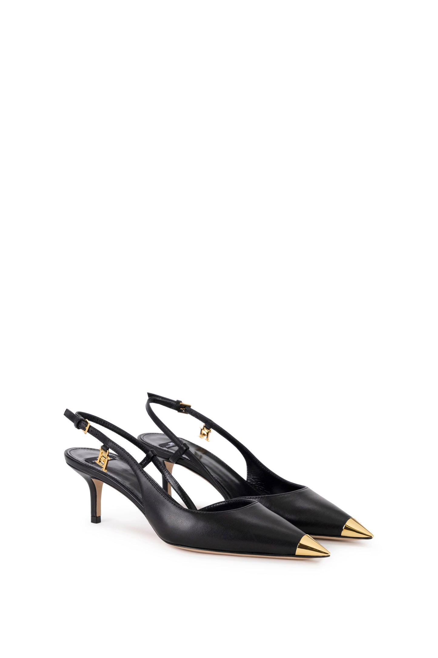 Nappa leather slingback with metal toecap