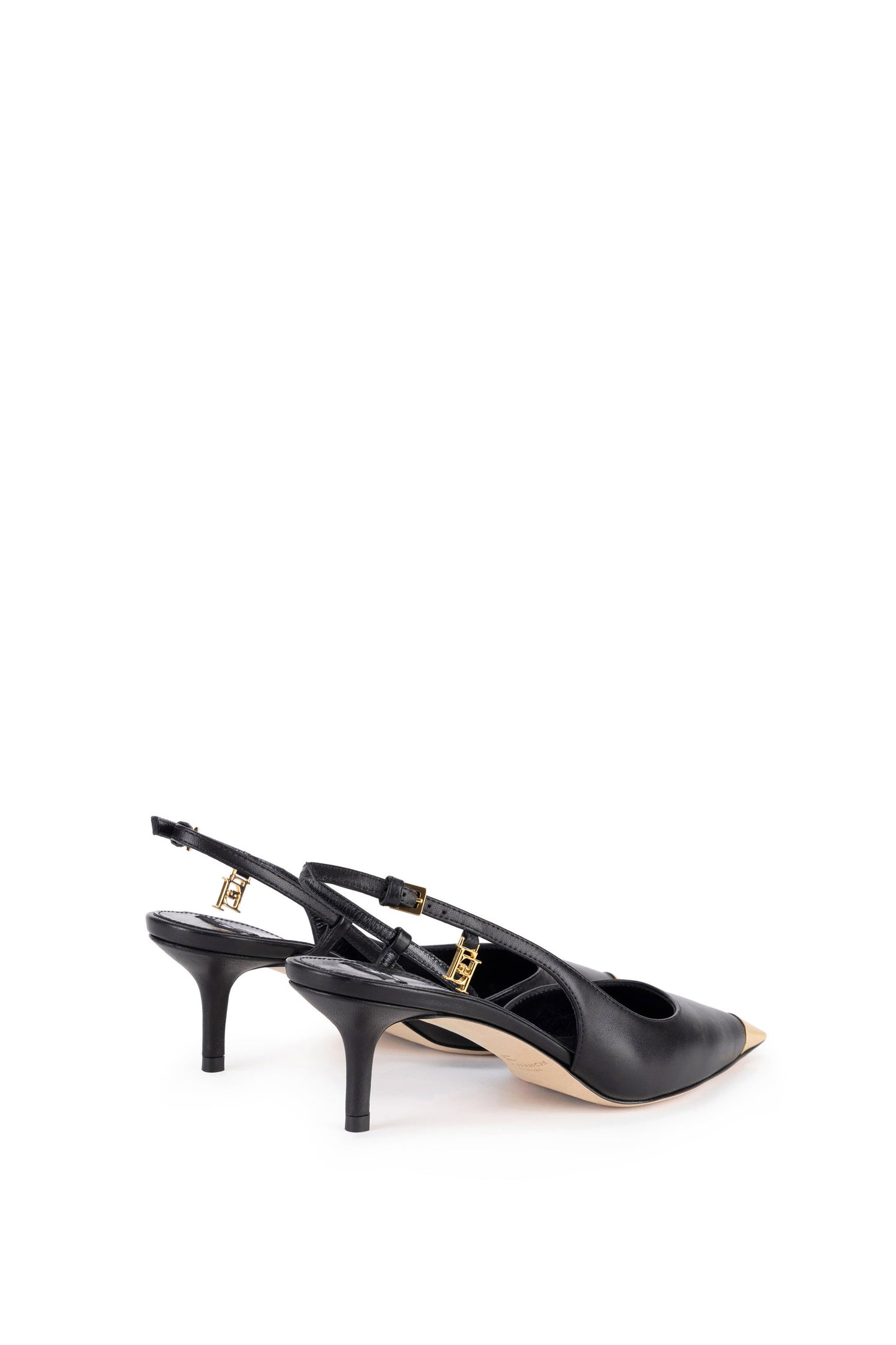 Nappa leather slingback with metal toecap