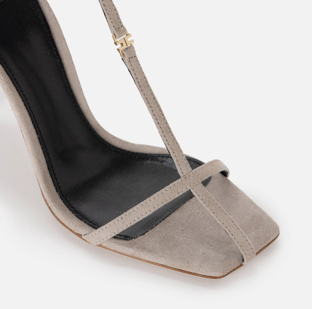 Suede sandals with t-bar