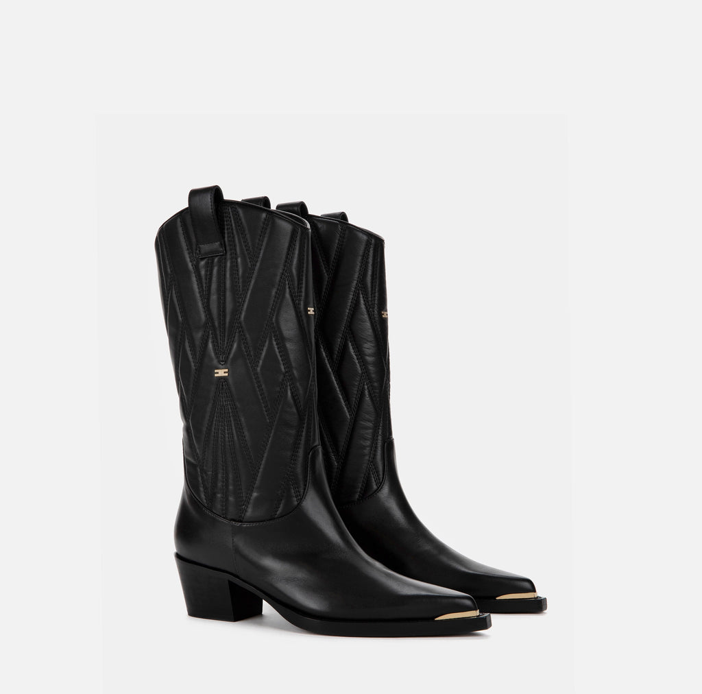 Texan boots with embroidered leg and gold toe cap | LAST PIECE: 36