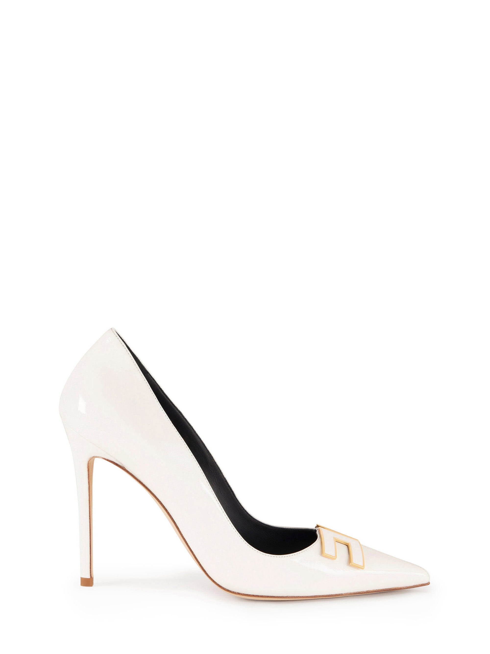 Leather pump with logo detail