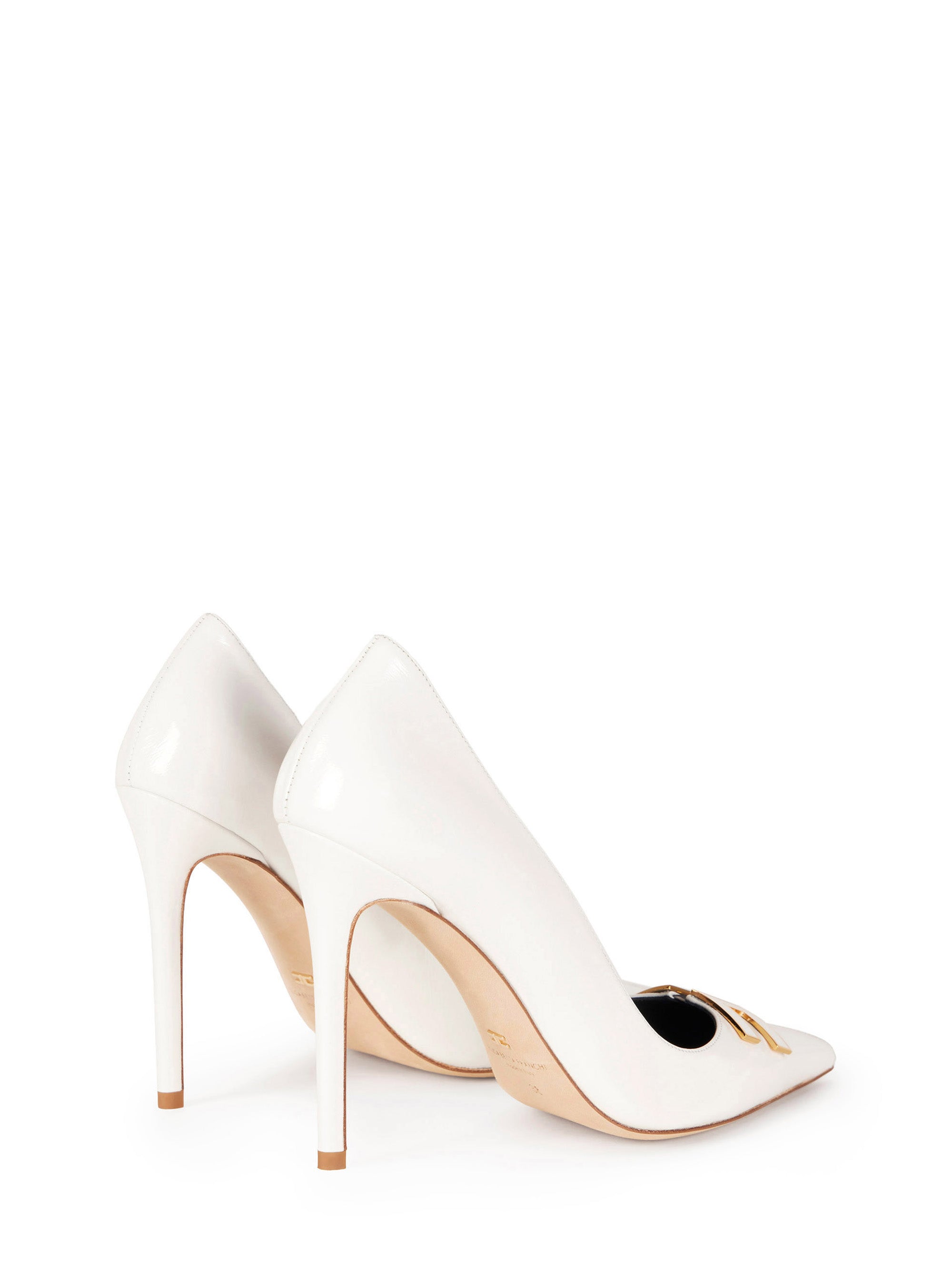 Leather pump with logo detail