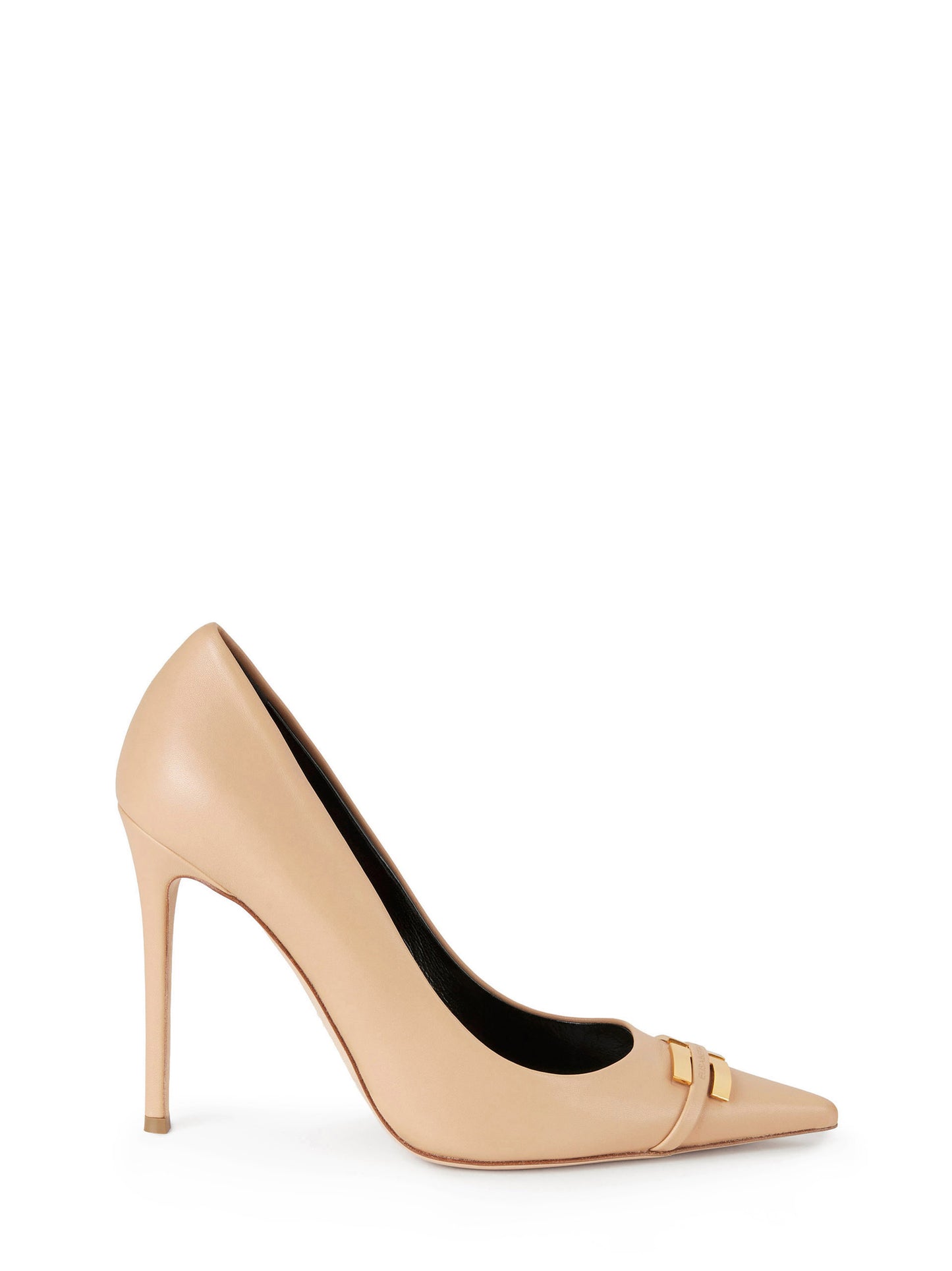 Leather pump with logo detail